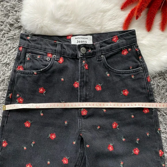 Reformation Floral Embroidered Straight Leg Jeans - Picture 9 of 11